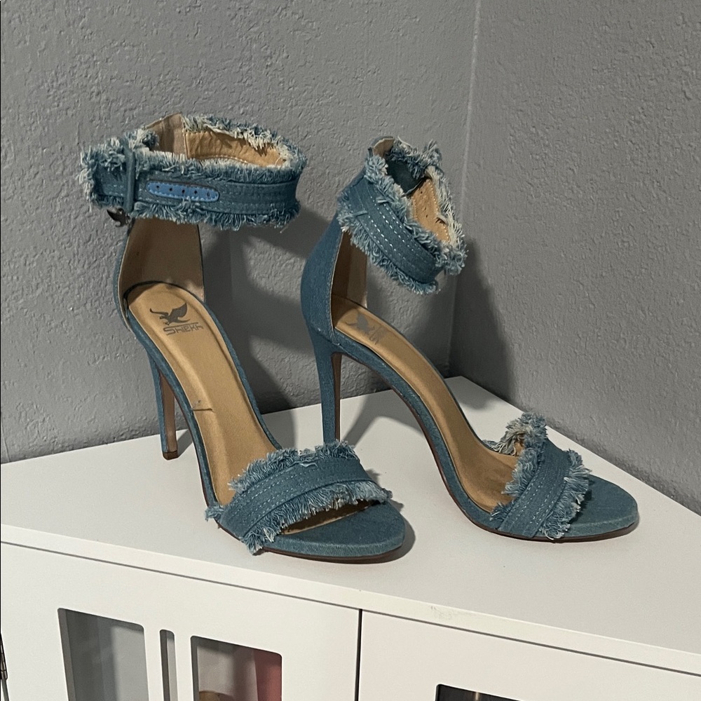 Blue Denim High Heel Sandals